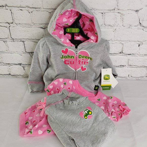 JOHN~DEERE HOODIE JACKET,BODY SUIT & PANTS 3-PIECE COMPLETE OUTFIT
